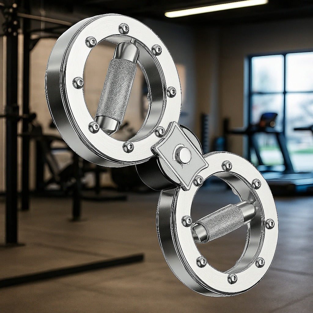 Fitness Equipment Rotating Wrist and Forearm Trainer with Dual Metal Grip Rings and 360-Degree Resistance Arm