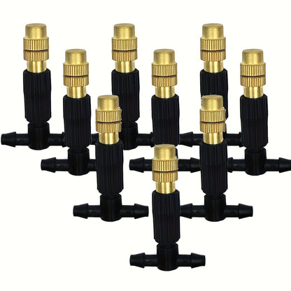 Outdoor Misting Cooling System 15m - 1/4" Brass Nozzles, 4/7mm Hose, Patio Garden Greenhouse