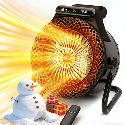 1500W Round Portable Space Heater with Two Top Controls, 90° Adjustable Stand and Remote Option