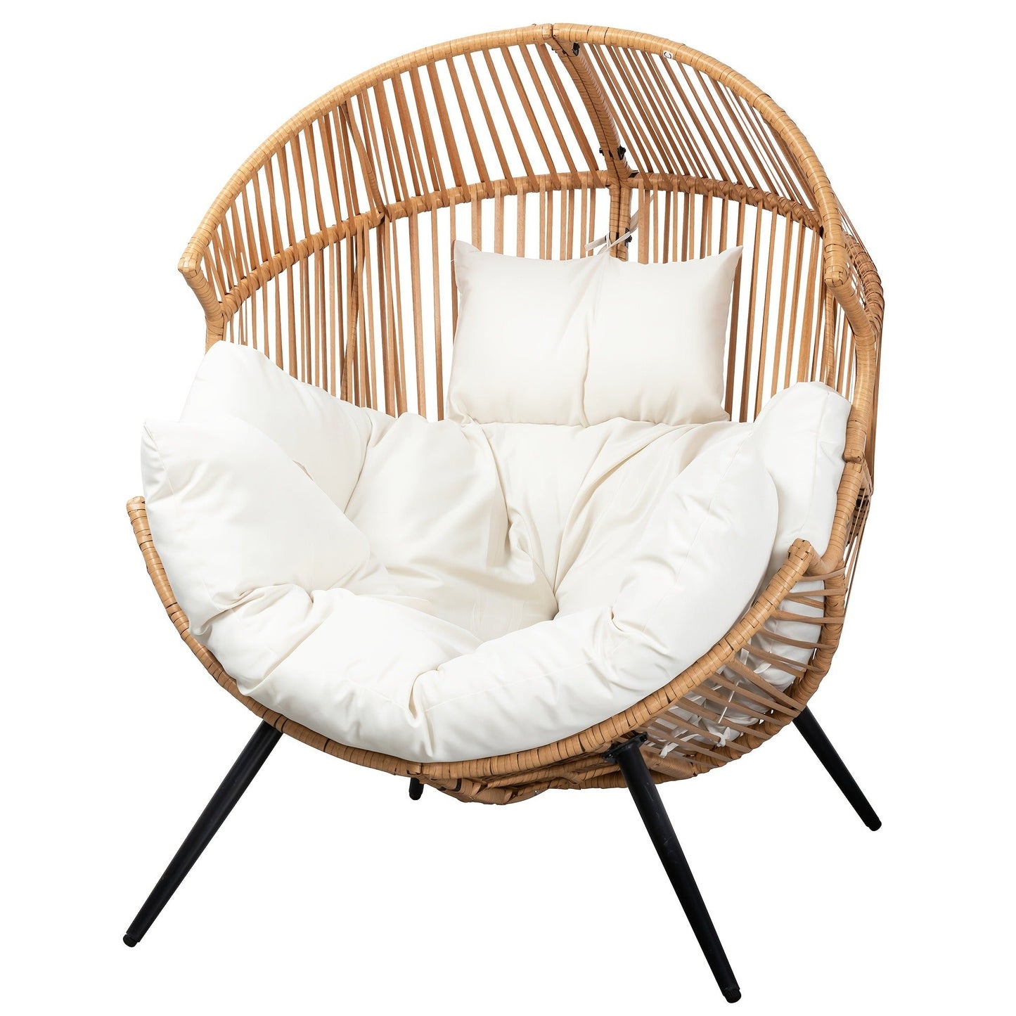 Egg Chair Outdoor Wicker PE Rattan Oversized Patio Lounge Chair with Cushion Rocking Egg Chair for Backyard Balcony Garden Beige Black Black/Rattan