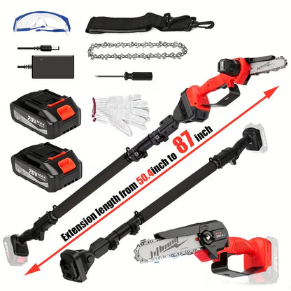 Telescopic Pole Saw Cordless Folding 6-Inch Electric with Compact Design, Battery-Powered Tree Pruner for Garden Pruning
