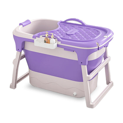 Portable Bathtub for Adults with Insulation Cover & Drainage Pipe – Foldable Hot Tub for Indoor Outdoor Sauna