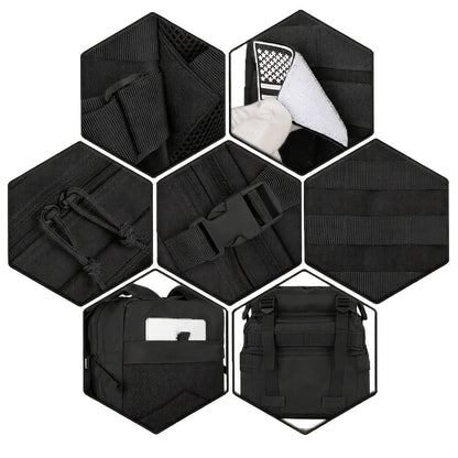 45L-Labeled Tactical Backpack with Front Utility Pockets and Black, Green, Khaki or Purple Options