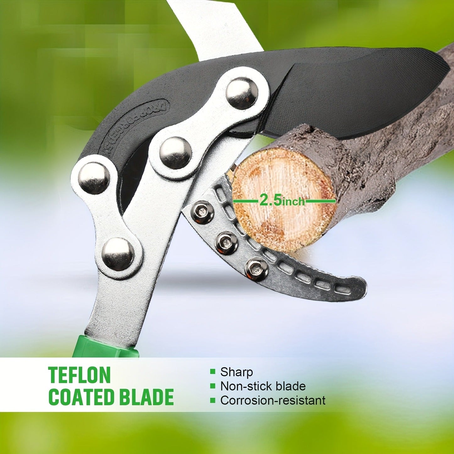 Extendable Manual Pruning Shears with Three Exact Orange and Green Blade-Length Checkout Options