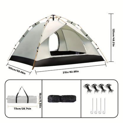 Camping Tent Cloud-Gray Pop-Up with Two Doors, Optional Mesh Windows and Two Source Dimensions