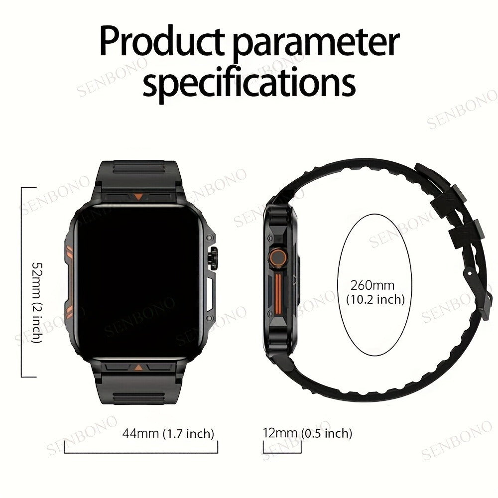 Smartwatch – with Wireless Calling – 1.95" HD Display, 100+ Sport Modes, IP68 Waterproof, Step & Calorie Tracker | SENBONO Men & Women