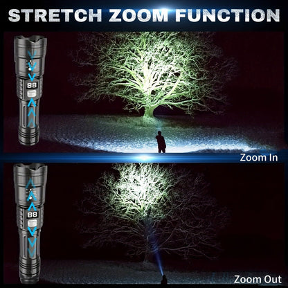 Flashlight 800-Lumen Zoomable Rechargeable Torch with 150m Range in 2, 4 or 8-Piece Packs for Outdoor Use