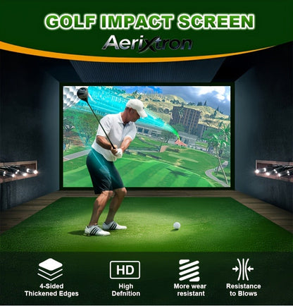 Golf Impact Screen 4K UHD – Ultra-Quiet 3D Golf Simulator Projector Screen, Wear-Resistant, Indoor Golf Training, 3 Sizes