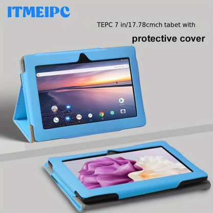 Android Tablet 7-Inch with Android 14, 4GB Total RAM, 32GB Internal Storage and Built-In Protective Case