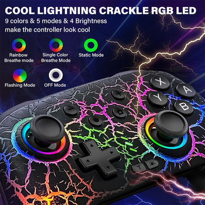 Switch Pro Controller Wireless RGB Rechargeable with 6-Axis Gyro & 10 RGB Lights, Compatible with Nintendo Switch, Switch 2, Switch Lite & Switch OLED – Wireless Remote Gamepad for Nintendo Switch