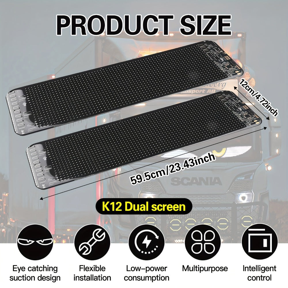 Car LED Light Panel USB Powered Smart Display – App Control, Eye-Shaped Design, Programmable LED Matrix Screen | 16x32 to 16x96 | Vehicle Interior & Exterior Decoration