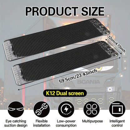 Car LED Light Panel USB Powered Smart Display – App Control, Eye-Shaped Design, Programmable LED Matrix Screen | 16x32 to 16x96 | Vehicle Interior & Exterior Decoration