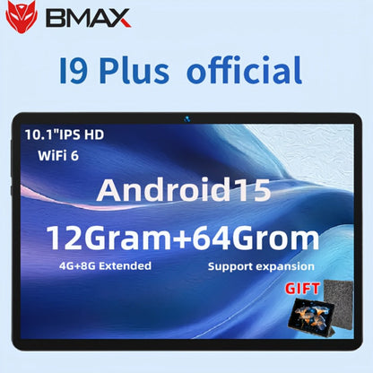 Bmax I9 Plus Tablet Android 15 10.1 Inch – 12GB RAM 64GB ROM, RK3562 Quad-Core, 6000mAh Battery, 1280x800 IPS Display, 2MP+5MP Dual Camera, Type-C, Free Case Included