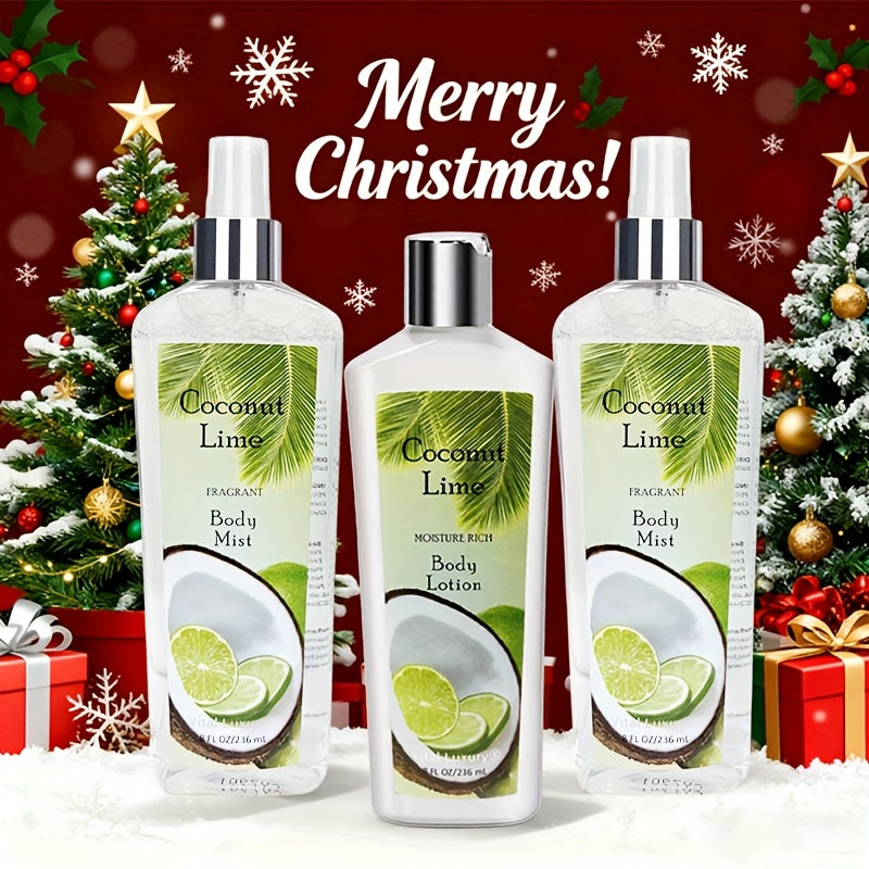 Body Care Gift Set for Women 3pcs – Body Wash, Lotion & Perfume Long-Lasting Fragrance Moisturizing Skin Care Kit Sweet Bloom Cherry Blossom Coconut Lime Lavender