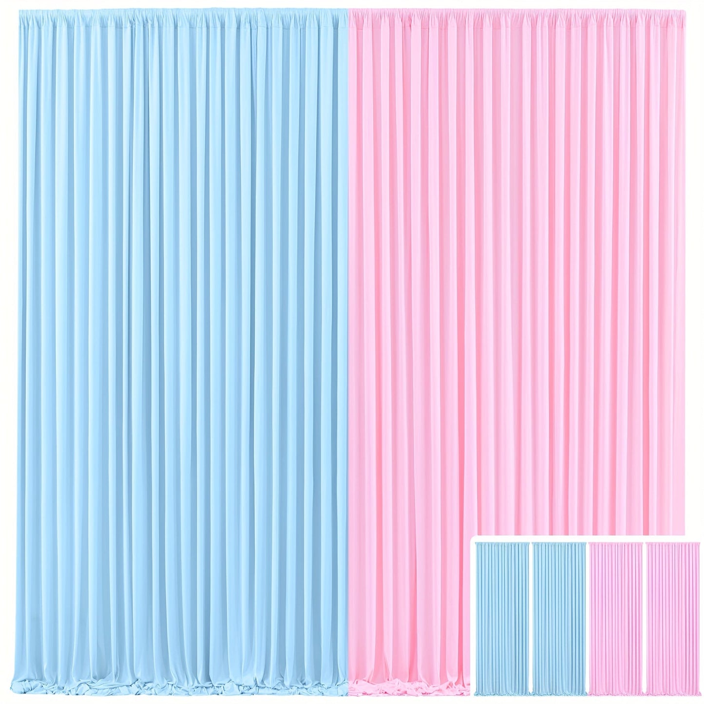 Backdrop Curtains 4 Pack 59x118 Inch – Wrinkle-Resistant Non-Transparent Party Decoration Fabric with Pole Pocket, Machine Washable & Reusable for Wedding, Birthday, Christening, Graduation & Holiday Events