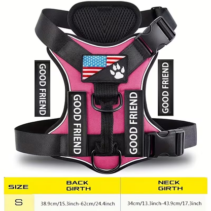 Five-Patch Dog Vest Harness in Black, Red, Rose Red, Grey or Green with XS-to-XL Sizes Pictured