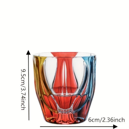Three-Color Painted Short Drinking Glass with 150 ml Capacity, 3.74-Inch Height and Sculpted Base