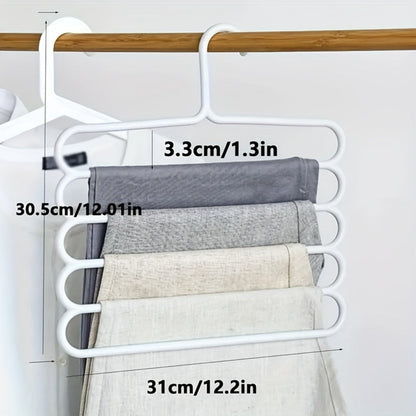 Five-Layer Vertical Pants Hanger Set with Five Blue Multi-Tier Racks for Closet Storage and Scarves