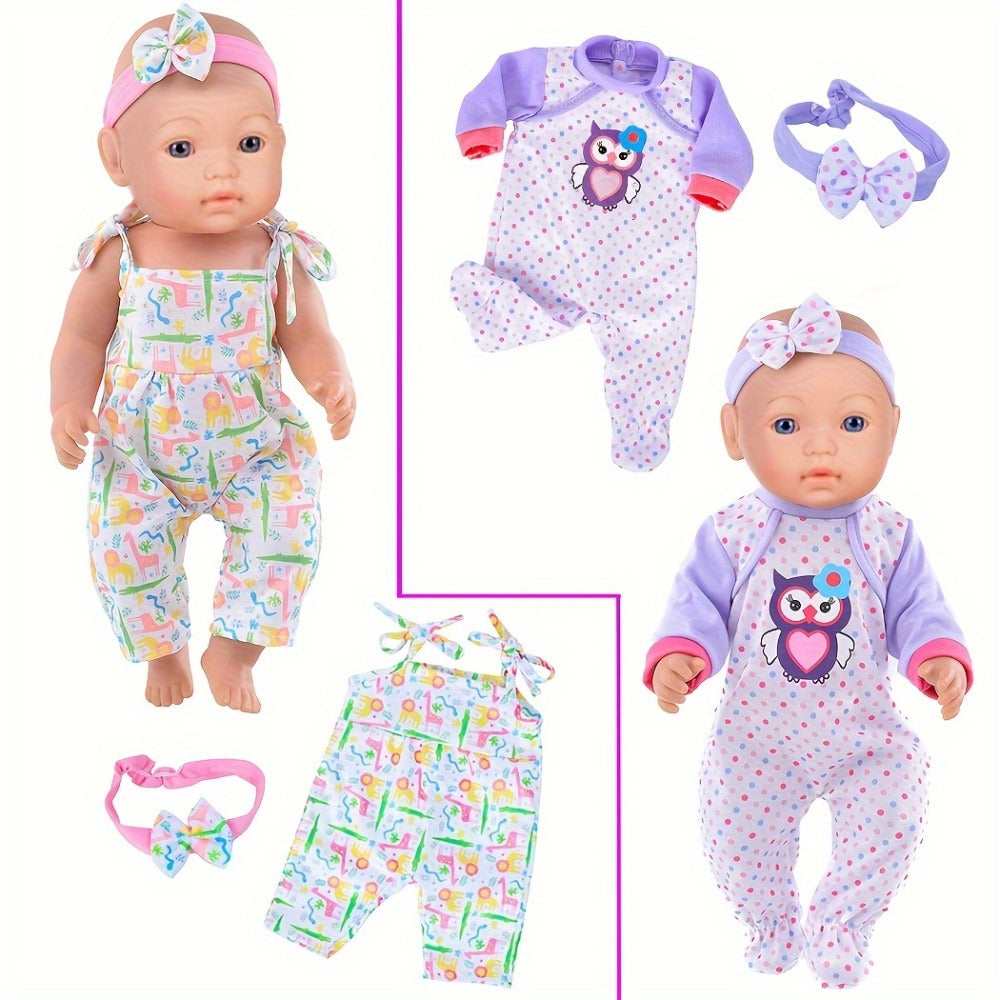 10-Outfit Doll Clothes Set for 14–16-Inch Newborn-Style Dolls with One-Pieces, Tops, Pants and Headwear