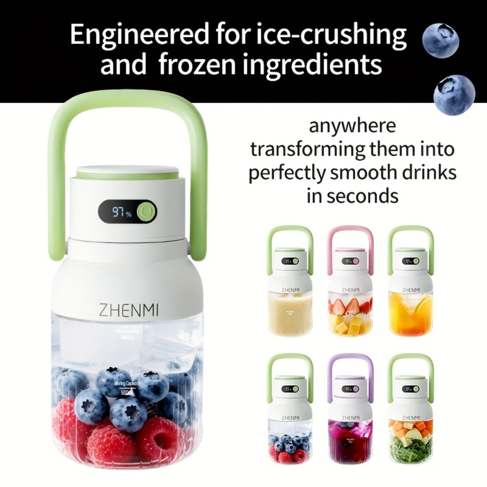 Cordless Portable Blender 33oz USB Rechargeable - Ice Crushing Blender for Smoothies & Shakes
