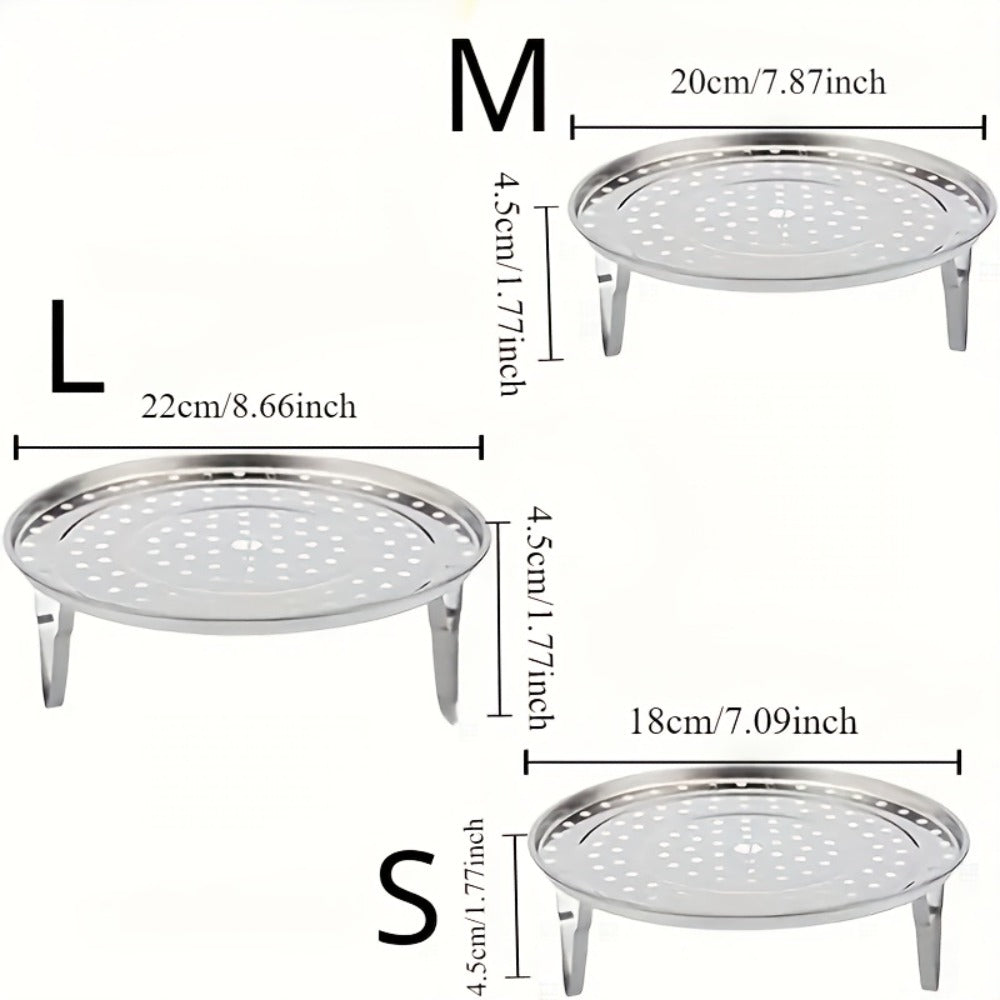 Stainless Steel Steamer Rack Set 3-Piece Multi-Layer Round Steamer Insert with Can Holder – Fits Most Pots for Home Kitchen | Stackable Steam Tray Cooking Rack for Vegetables Dumplings & More