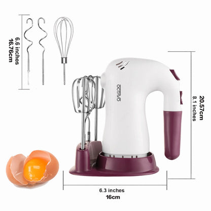 Hand Mixer Electric 400W with Storage Stand & 5-Speed Turbo Boost – 5 Stainless Steel Attachments for Baking Cream Cake Dough Cookie