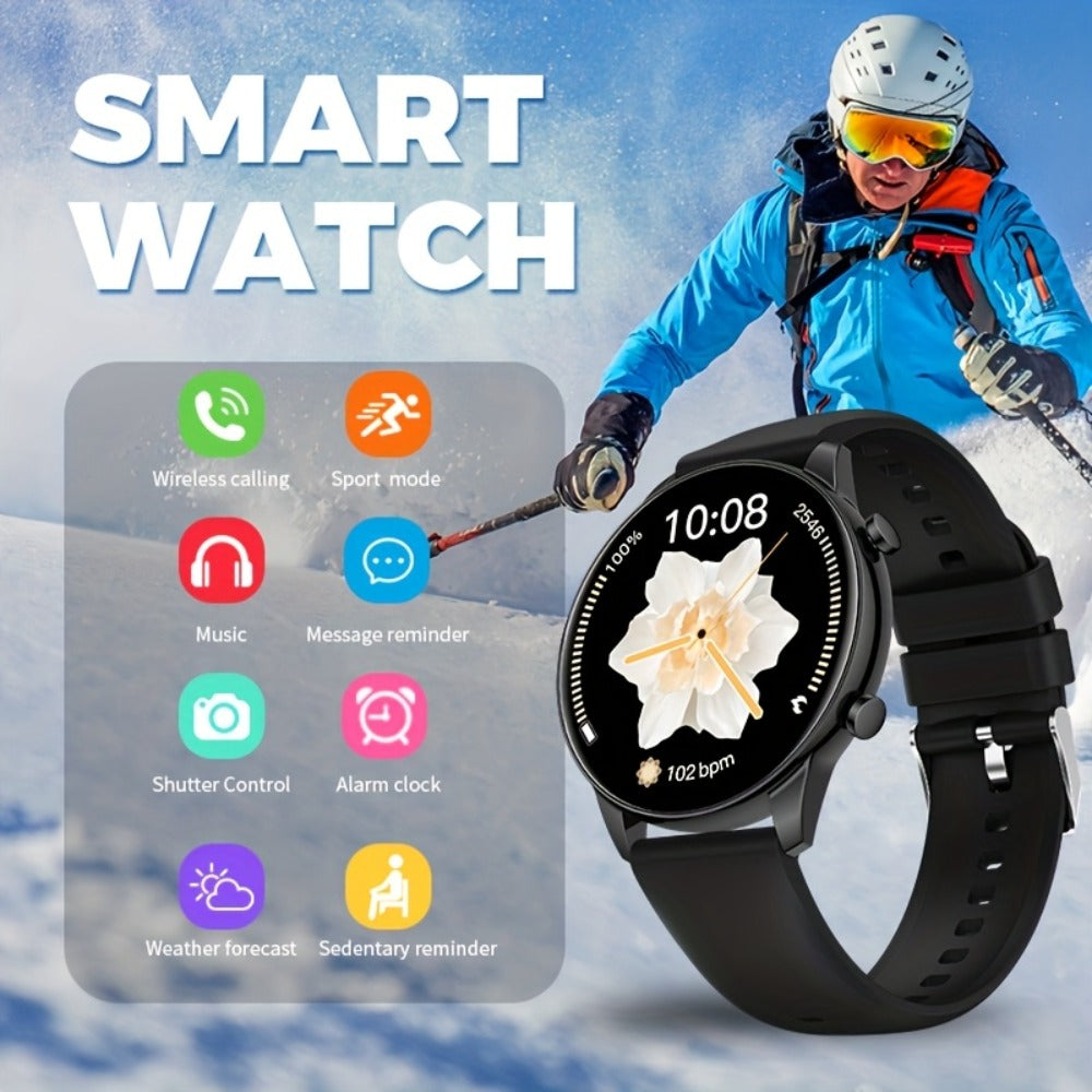 Smartwatch 2.01 Inch Round Dial with Calling, 100 Sport Modes, Games and Calculator with Two Band Styles