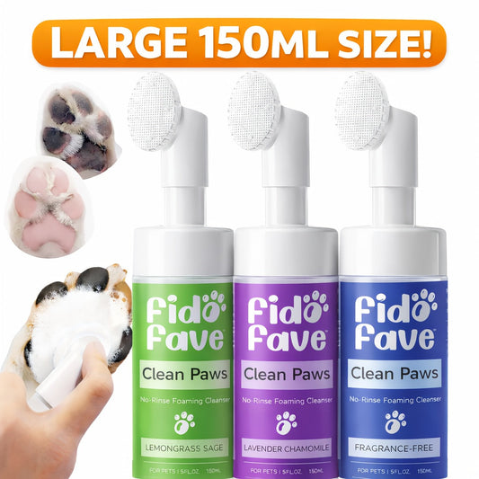 Dog Paw Cleaner No-Rinse with Soft Brush - pH Balanced Paw Wash for Dogs & Cats, 5oz Gentle Grooming Cleanser in Lavender Chamomile, Lemongrass Sage & Fragrance-Free
