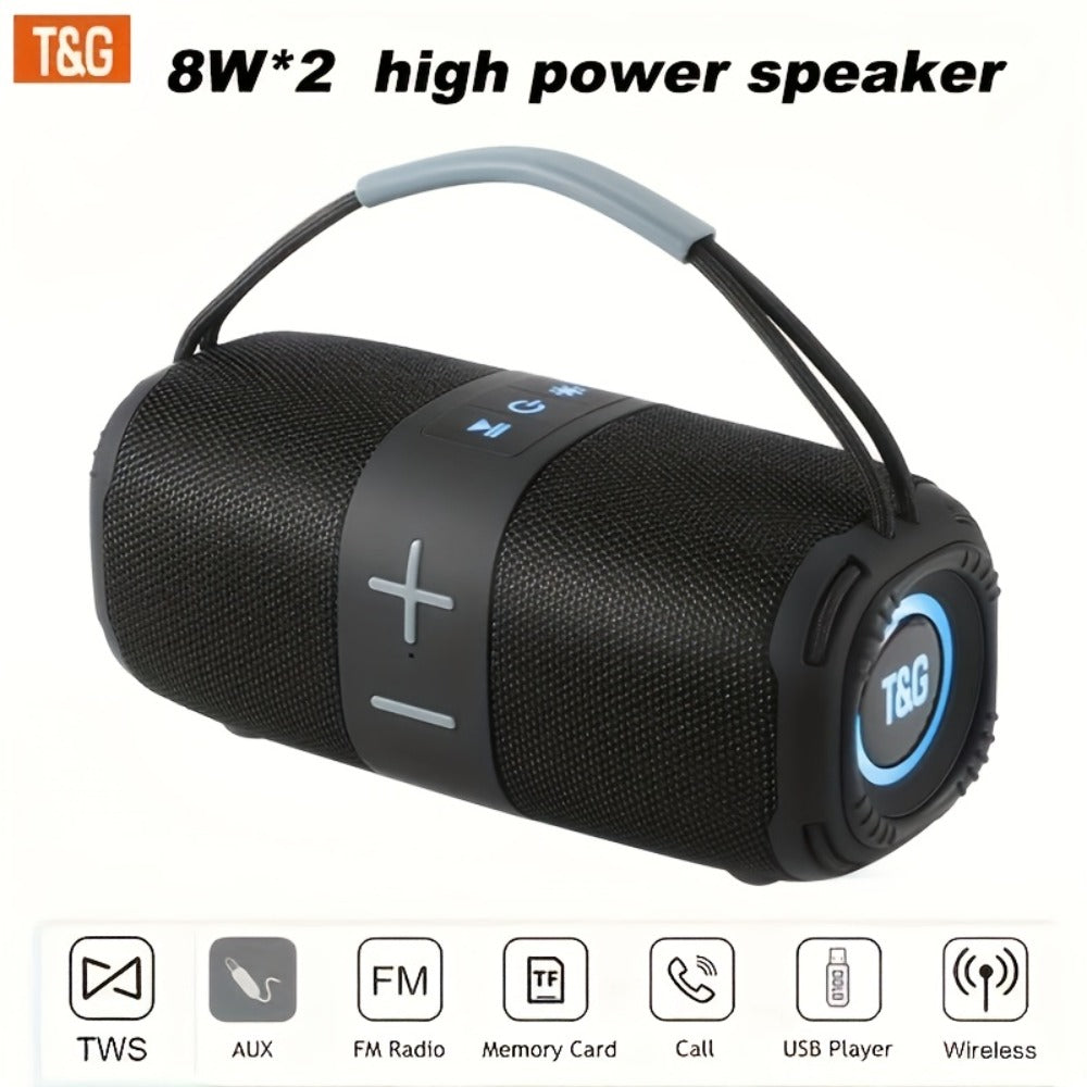 TG668 IPX4 Waterproof Portable Bluetooth Speaker with Color LED Breathing Light – High Power Outdoor Wireless Speaker, TWS Stereo, FM Radio, USB/TF, AUX, Connects Phone Tablet TV, Holiday Gift