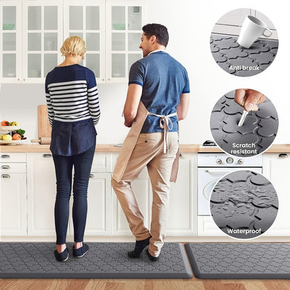 Cushioned Kitchen Standing Mat in Gray or Black with 17.3 x 29.5 and 17.3 x 47-Inch Size Options