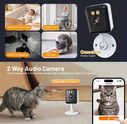 Indoor Security Camera 2-Pack with 3MP Video, Color Night Vision, Two-Way Audio and 2.4GHz WiFi