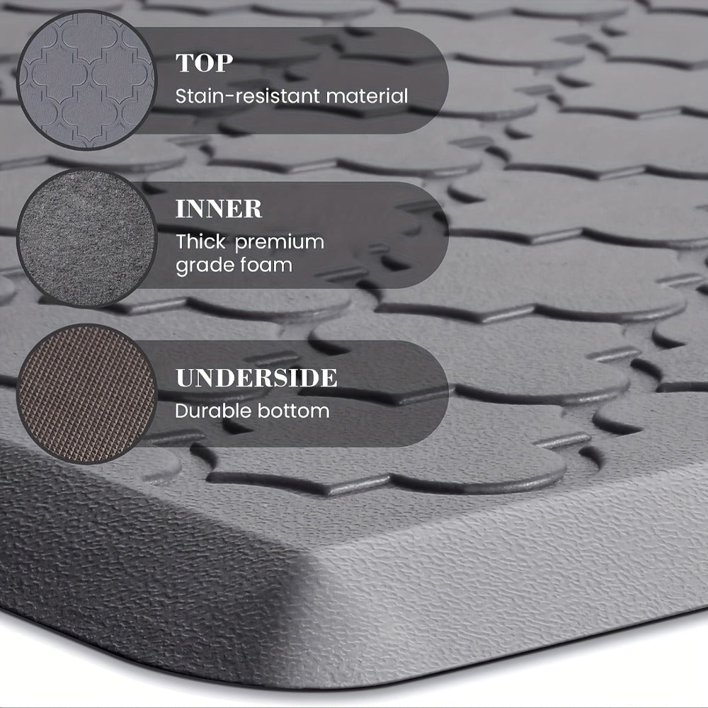 Cushioned Kitchen Standing Mat in Gray or Black with 17.3 x 29.5 and 17.3 x 47-Inch Size Options