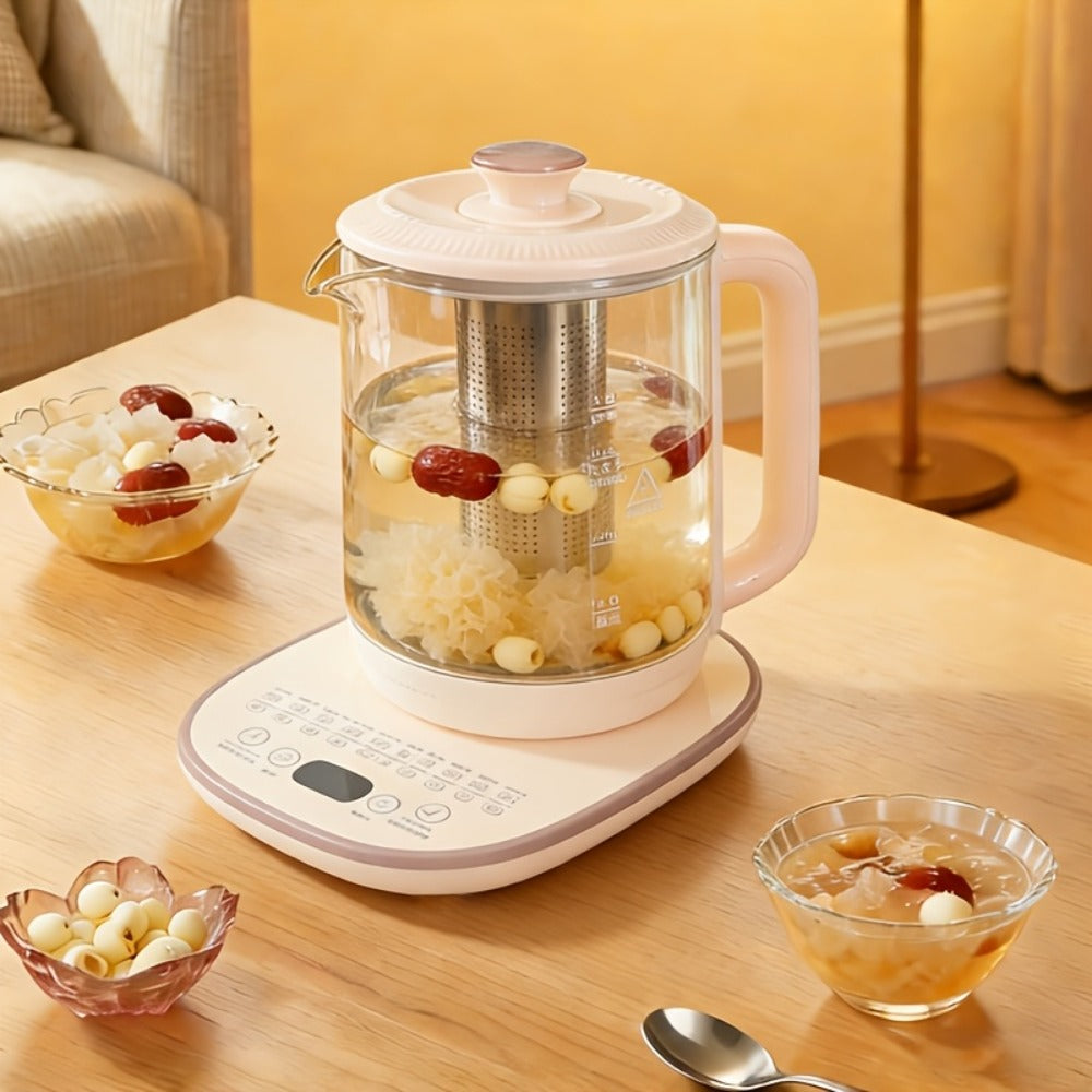 Electric Kettle 1.8L Glass Multi-Function Pot with 18 Presets, Removable Filter and 110V US Plug
