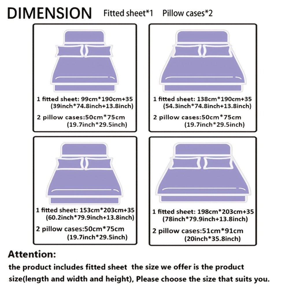 Gothic Skull Fitted Sheet Set 3-Piece – Victorian Baroque Halloween Bedding | 1 Deep Pocket Fitted Sheet + 2 Pillowcases | Machine Washable Hypoallergenic Polyester | Twin Full Queen King