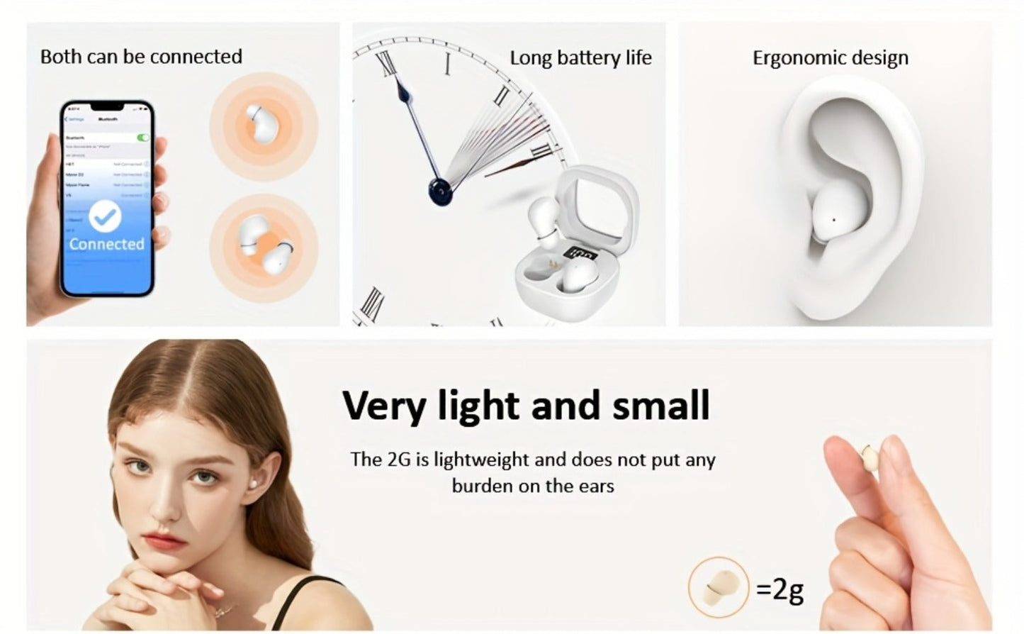 Wireless Earbuds MSHUKCOE Ultra-Thin Sleep and Game Modes with Low Latency and Dual Noise Reduction