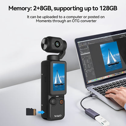 4K Pocket Camera with 180° Rotating Lens, 100MP, 2000mAh Battery & 32GB Card – 1.9" Screen, USB-C Charging, Webcam Function, Mini Compact Cam for Outdoor Sports, Cycling & Vlogging
