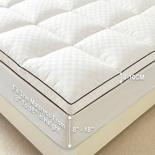 Mattress Topper Pillow Top Quilted Fitted Mattress Protector Cover Deep Pocket Cooling 1000GSM Twin Full Queen King