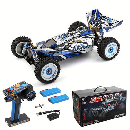Remote Control Car, Wltoys 124017 Brushless 4WD Off-Road Racer with 75KM/H Source Speed and Two 7.4V 2200mAh Batteries