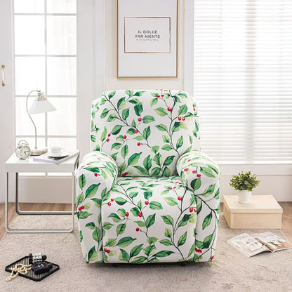 Recliner Slipcover Set, Four-Piece Polyester-Spandex Cover with Side Pocket in Ten Printed Options