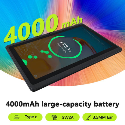 7 Inch Android 12 Tablet, 4GB RAM 32GB ROM, Quad-Core IPS HD Display, 4000mAh Battery, 2MP+5MP Dual Camera, Type-C Charging – Compact Portable Tablet for Kids & Adults, Black