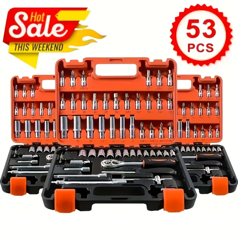 Ratchet Socket Wrench Set with Handle – 50/53/96/123/218/999PCS | 3/8" Drive CR-V Steel | Metric & Imperial Sizes | Car Maintenance, Boat & Home Repair Tool Kit for Mechanics