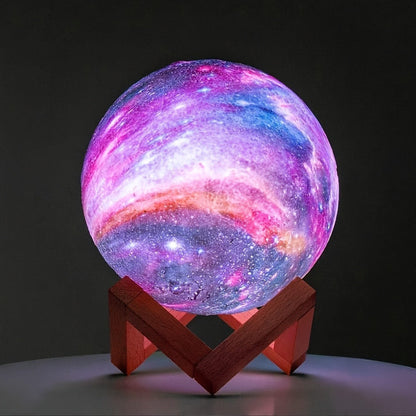 Night Light 5.9-Inch Textured Moon Lamp with 16 Colors, Touch and Remote Controls, USB Power and Wooden Stand