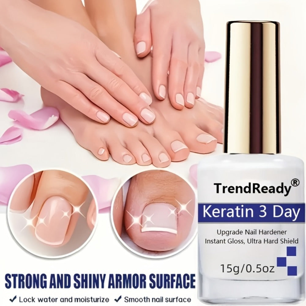 Nail Hardener for Weak Brittle Splitting Nails 2 Pack - Fast Drying White Nail Strengthener with Vitamin E