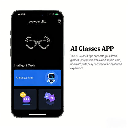 Smart Glasses 164-Language Translation Eyewear with Bluetooth Music, Calls and Multiple Black or Pink Frames