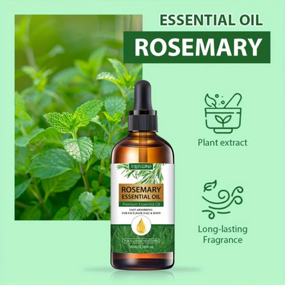 Essential Oil Rosemary External-Use Dropper Bottle with 1-Piece, 2-Piece or 1.01oz Listed Options