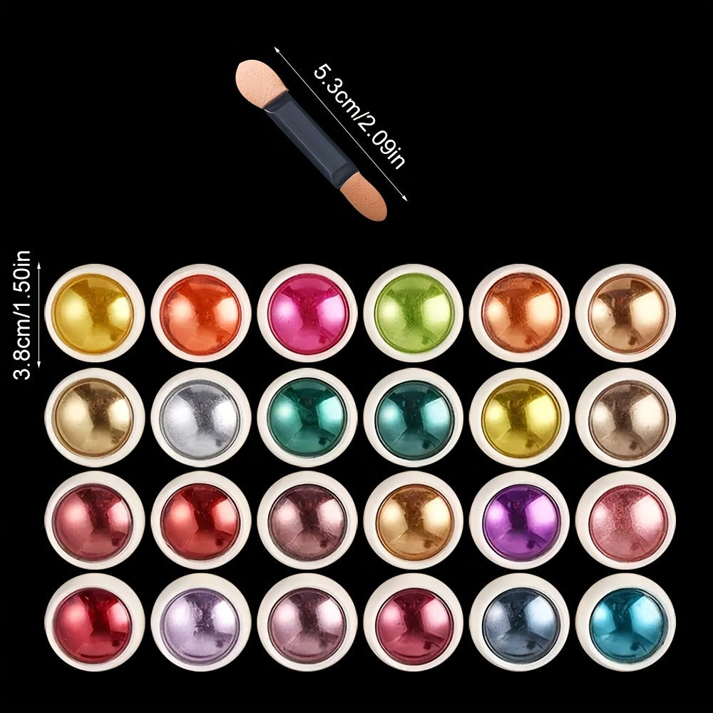 Chrome Nail Powder 24 Colors Set Holographic Mirror Effect Metallic Reflective Glitter Pigment for Gel Acrylic Nails DIY Manicure Art Decoration Non-Discoloring