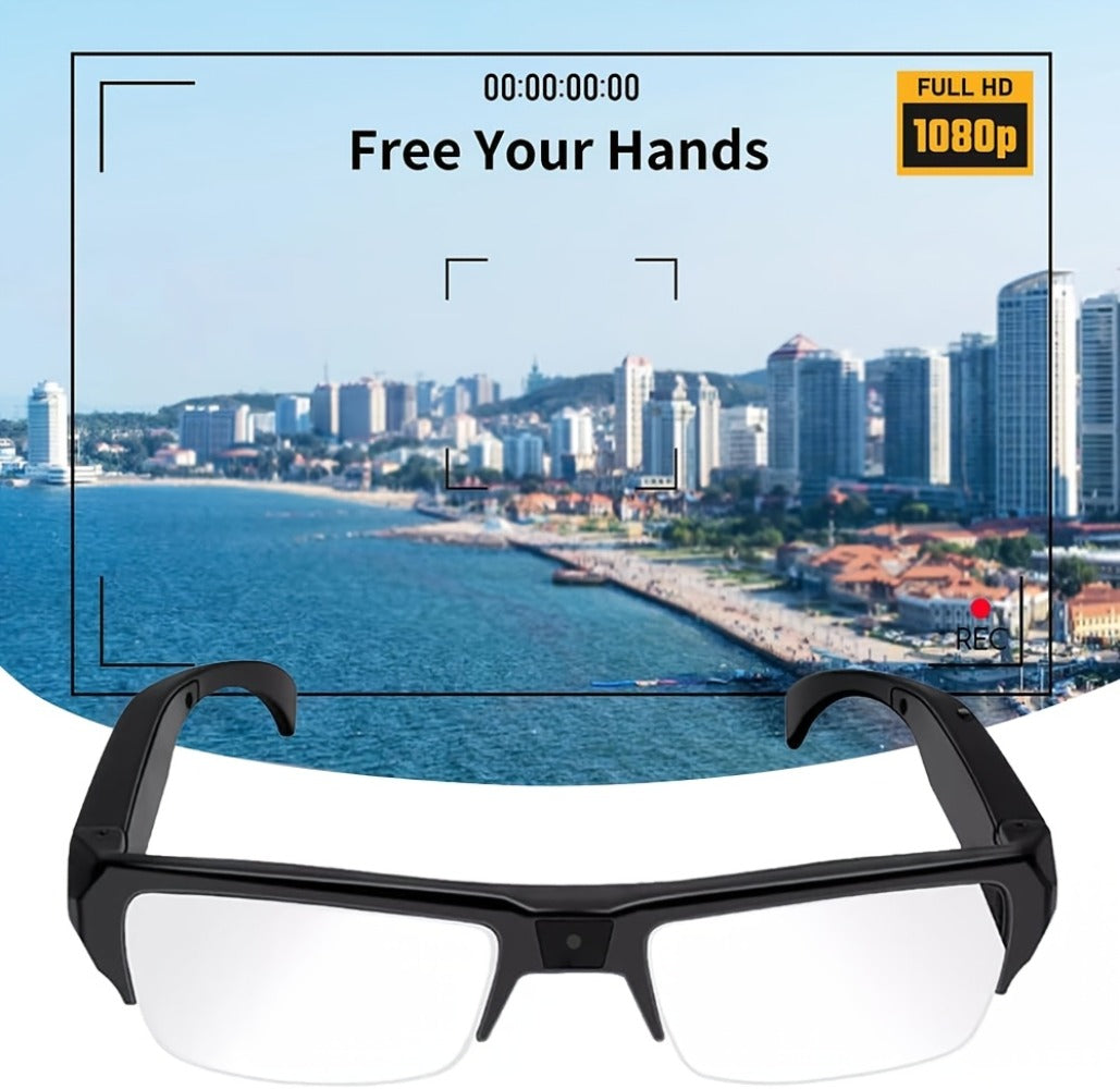 1080p HD Video Glasses 65° Wide Angle - One-Button Sports Camera Glasses, Wearable Body Cam, 120-Min Battery, 32GB & 64GB Options, Driving Cycling Meeting Recording