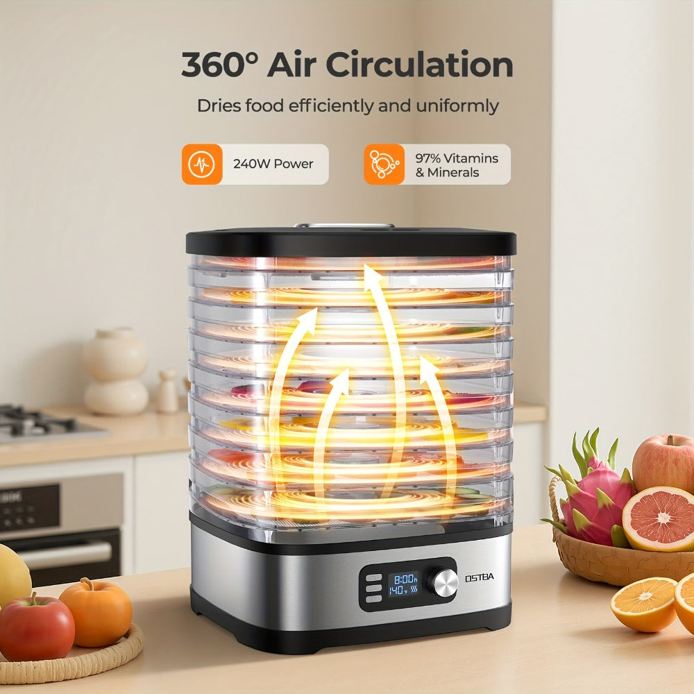 Stackable Food Dehydrator Family with Analog or Digital Controls and Five- or Eight-Tray Model Options