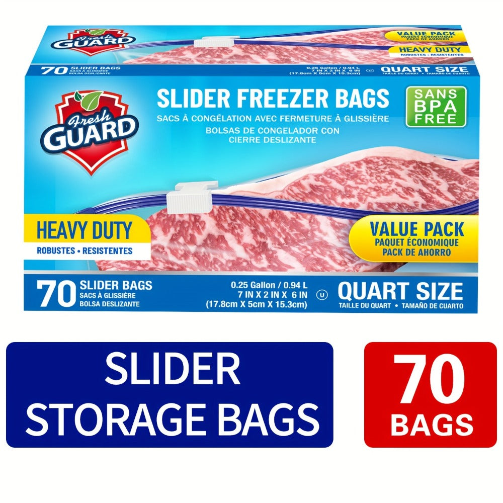 Storage Bags Fresh Guard Slider Freezer Bags in Quart, Gallon and 2.5-Gallon Sizes with 22- to 150-Count Options