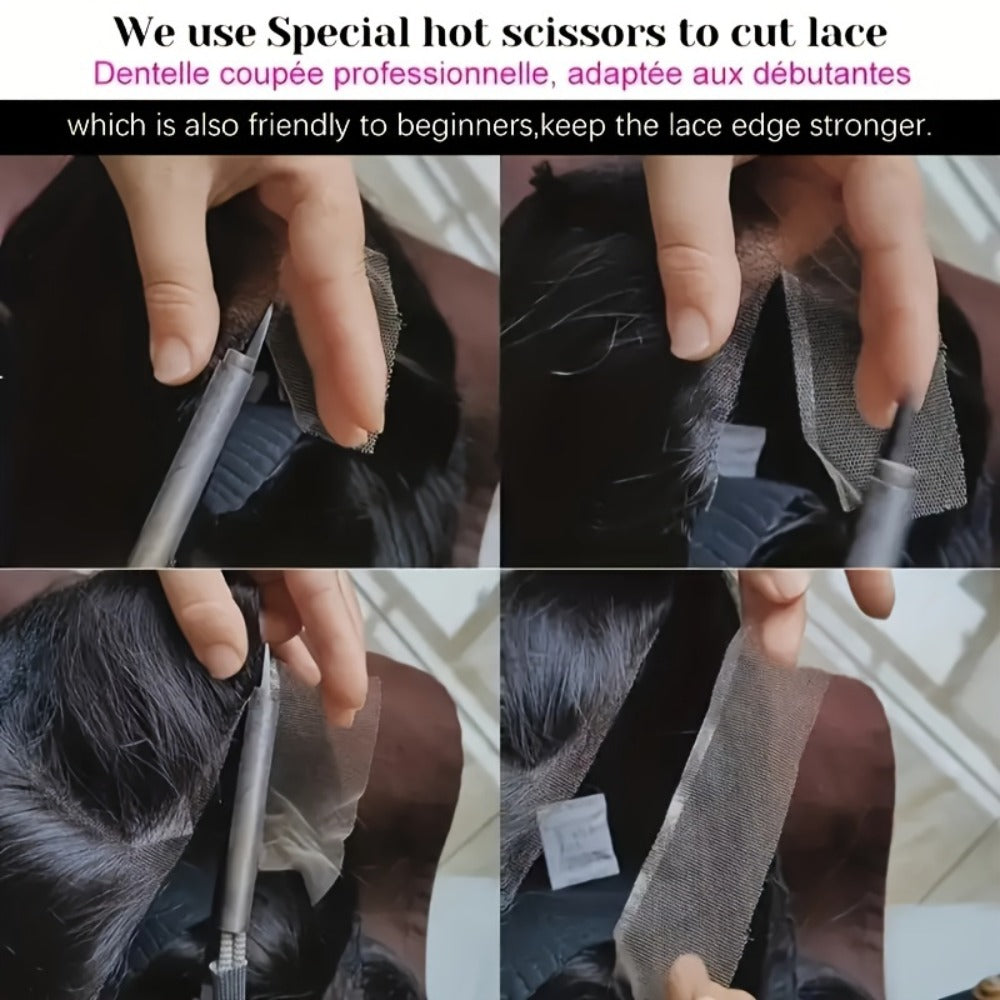 Straight Human Hair Wig with 4x4 Lace Closure, Center Part and Black 16–36 Inch Length Options